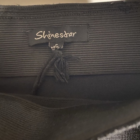 Shinestar Womens Pencil Skirt Black Stretch Elastic Waist Size Small - Picture 4 of 8